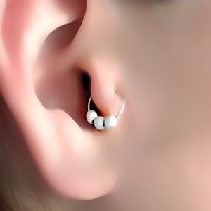 Stardust beaded tragus/helix hoop earring